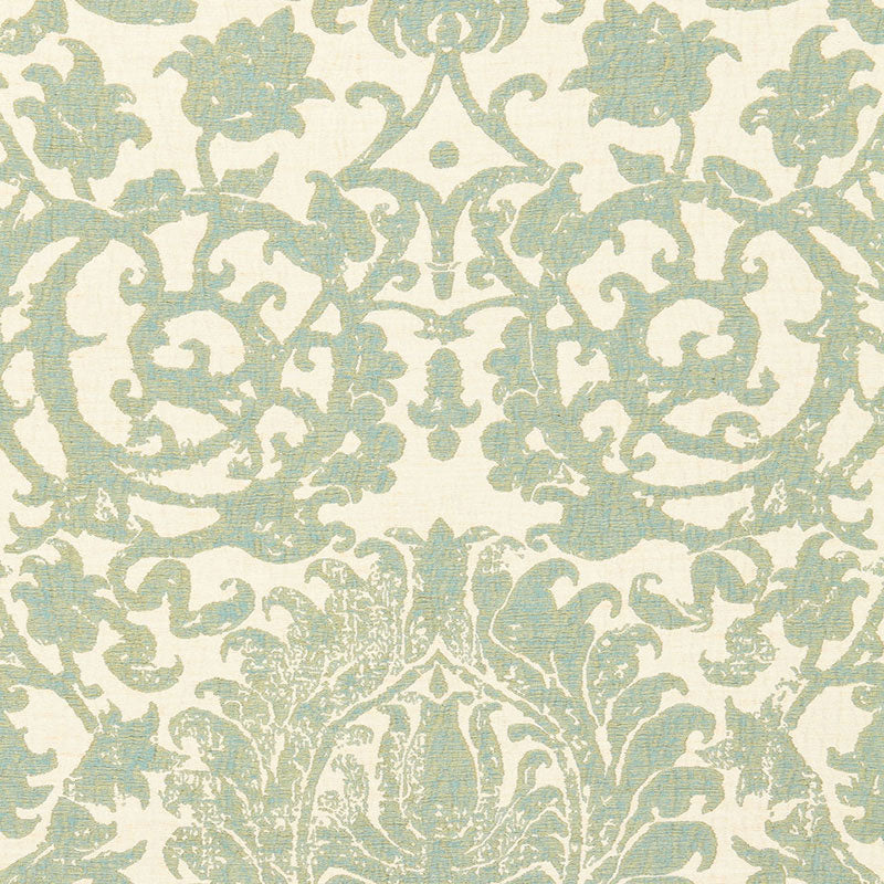 SCHUMACHER PALAZZO AREZZO LINEN DAMASK PATTERN WOVENS PATTERN WOVENS AQUAMARINE - 66360