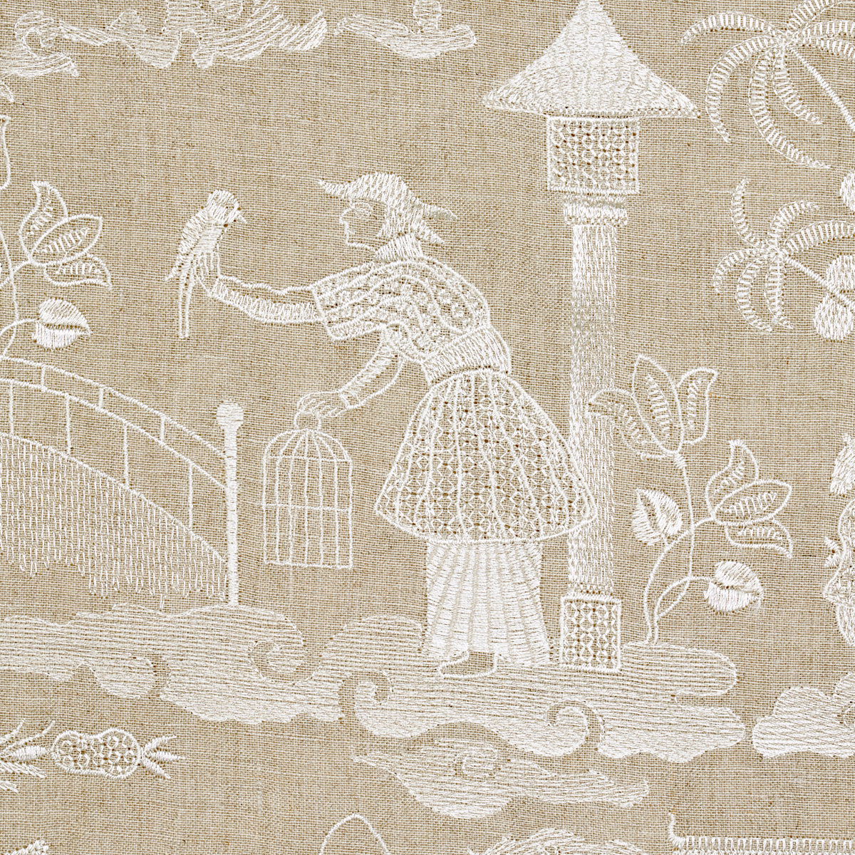 SCHUMACHER PALAZZO Bassano Embroidered Toile WOVEN WOVEN LINEN - 66601
