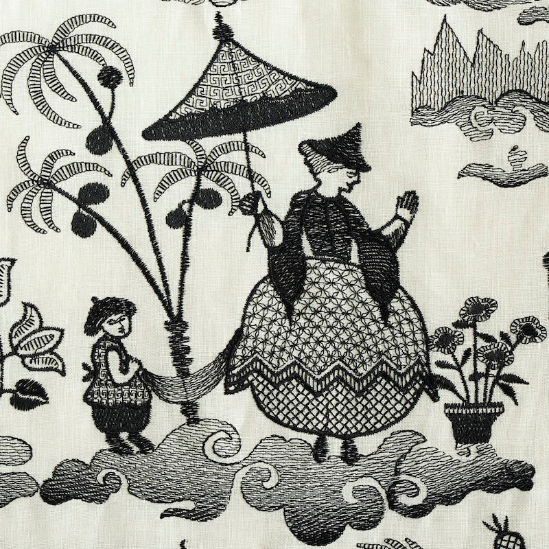 SCHUMACHER PERENNIAL FAVORITES Bassano Embroidered Toile WOVEN WOVEN BLACK - 66602