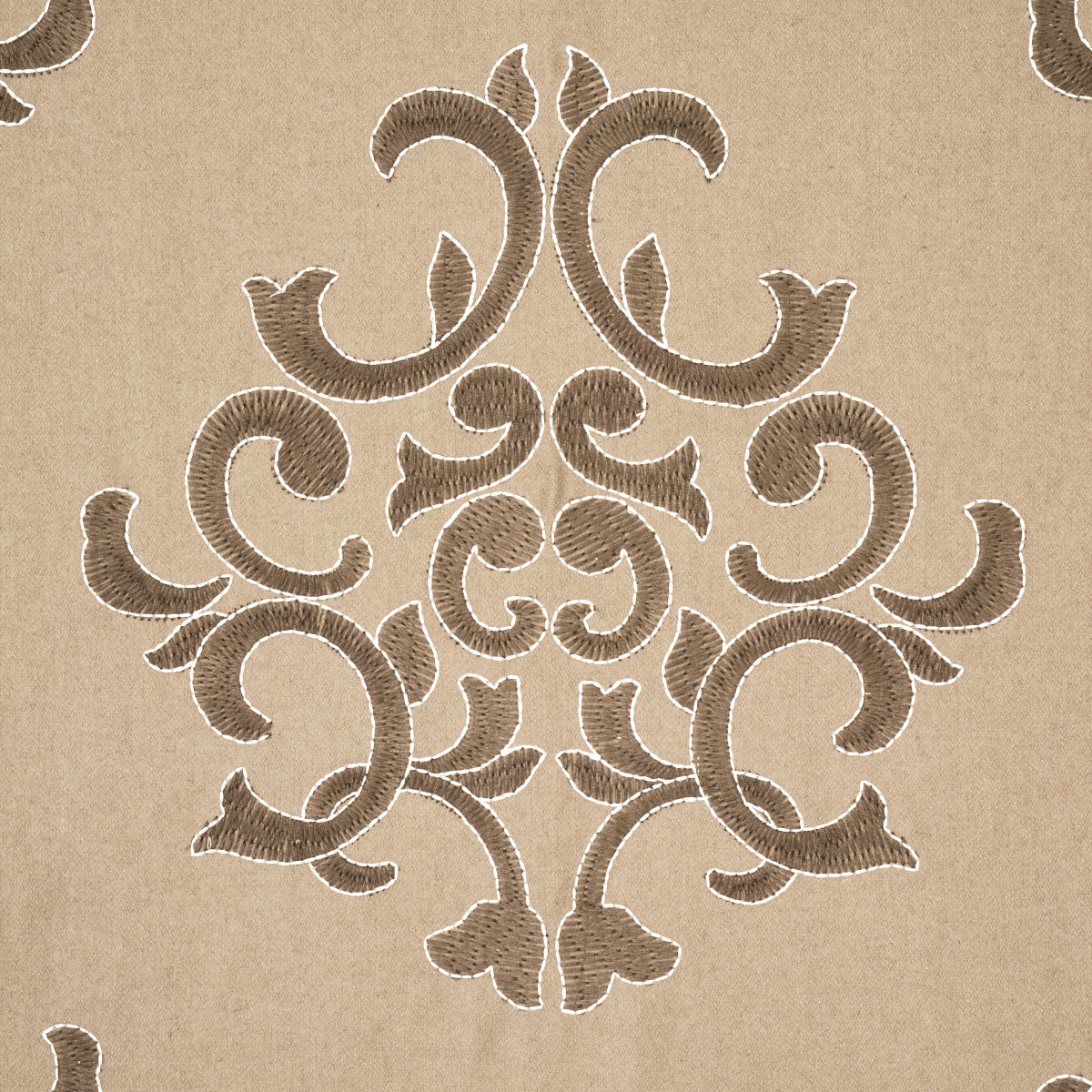 SCHUMACHER OTTOMAN CHIC Byron Embroidered Wool WOVEN WOVEN BUCKSKIN - 66831