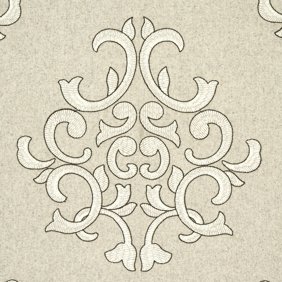 SCHUMACHER OTTOMAN CHIC Byron Embroidered Wool WOVEN WOVEN OAT - 66832