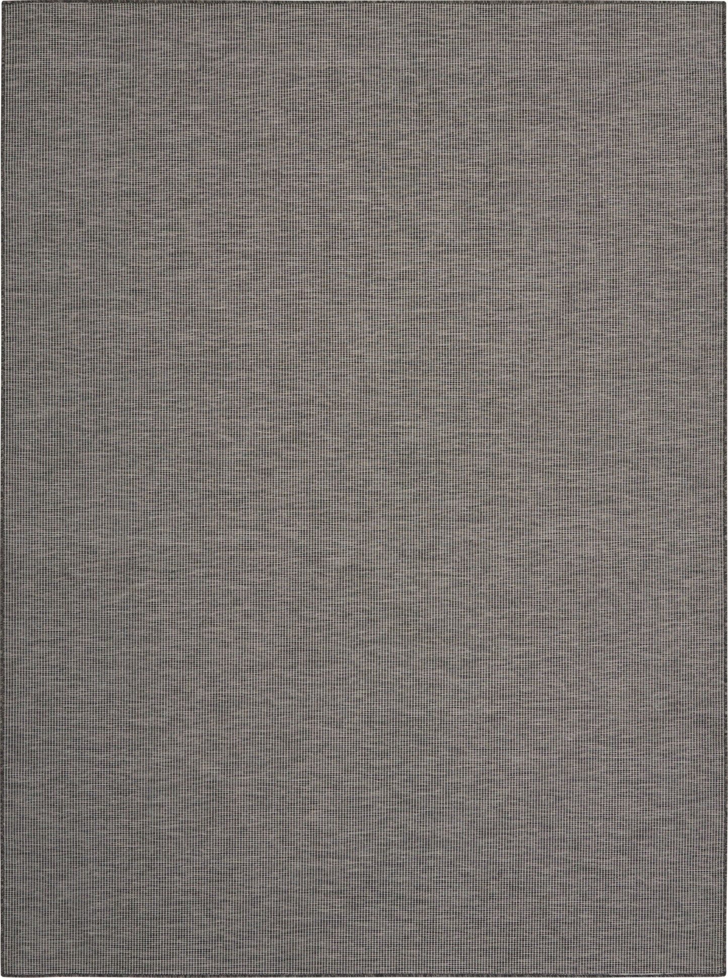 Grey woven rug with subtle grid texture, rectangular, modern minimalist floor covering.