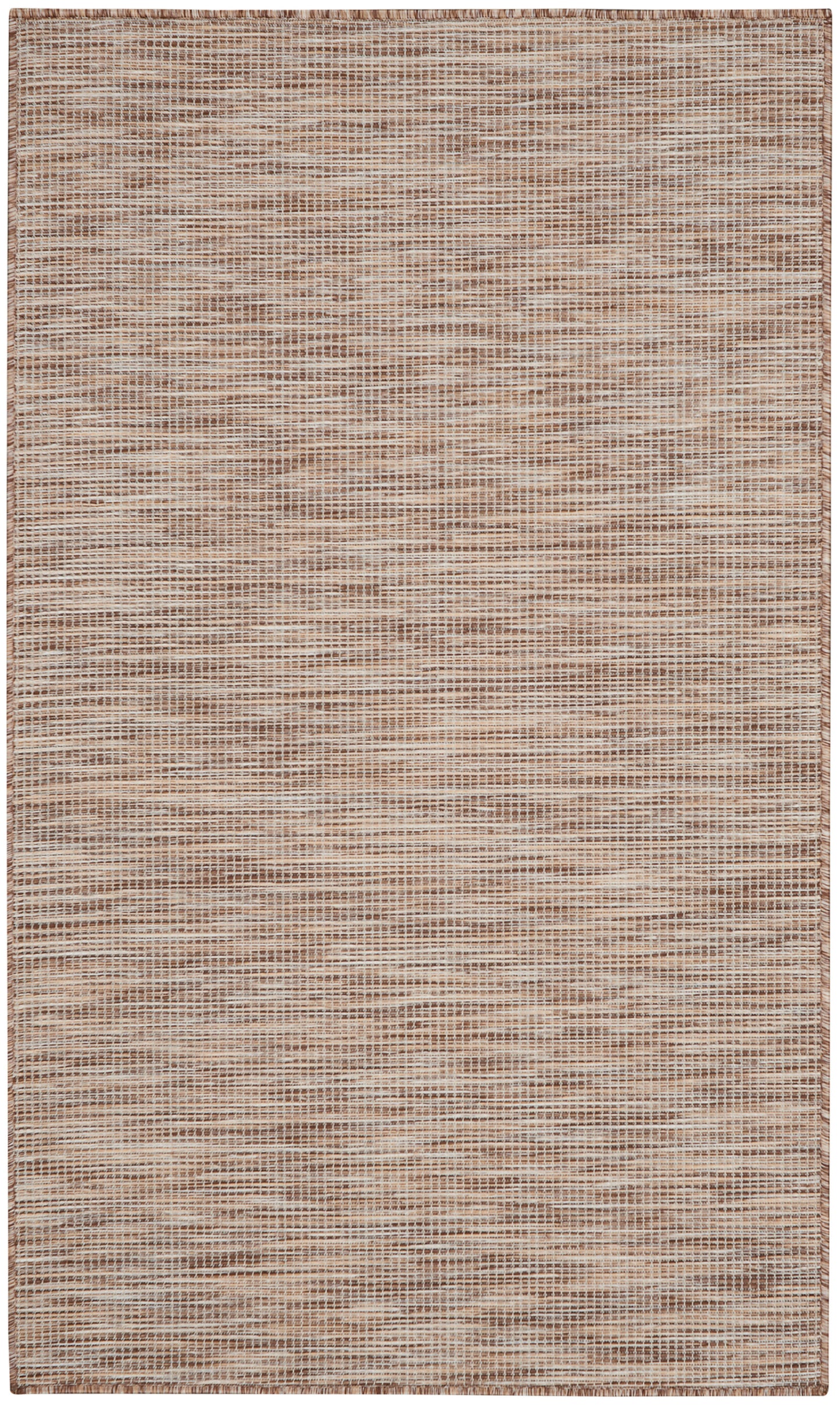 Rectangular beige-brown flat-weave rug with a subtle grid texture and warm earthy tones.