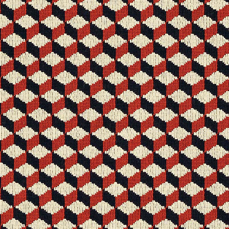 SCHUMACHER ESSENTIALS: SMALL SCALE UPHOLSTERY FABRICS ATWOOD ??PINGL?? PRINTS PRINTS CARNELIAN - 69853