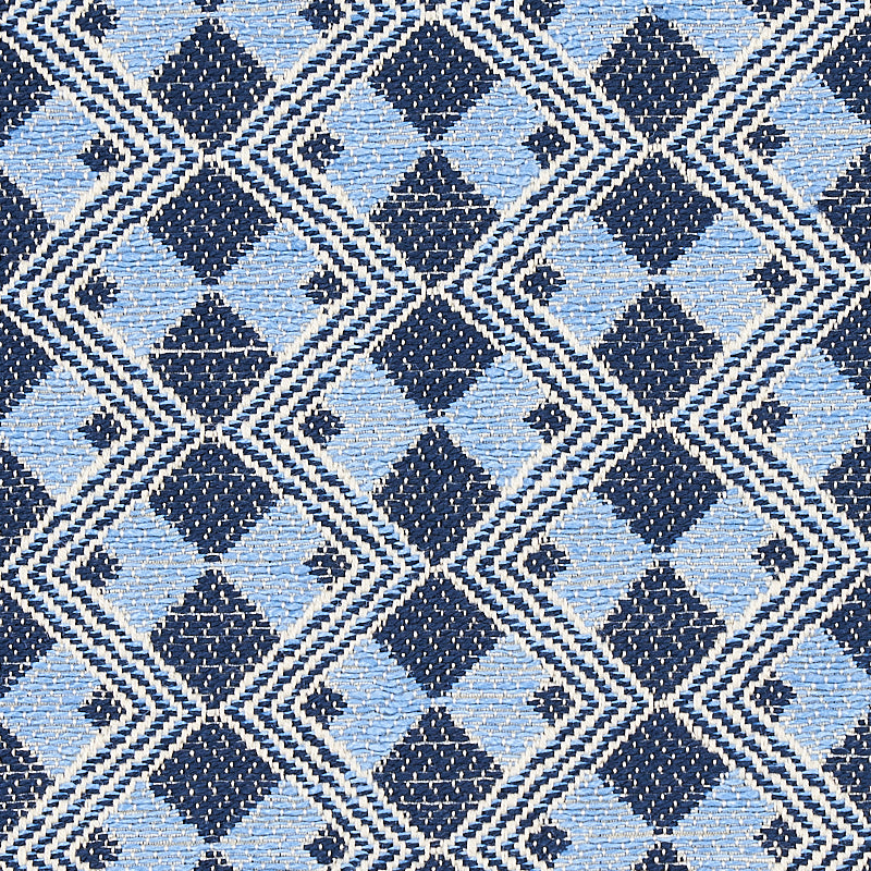 SCHUMACHER ESSENTIALS: SMALL SCALE UPHOLSTERY FABRICS HUXLEY PATTERN WOVENS PATTERN WOVENS TILE BLUE - 69872