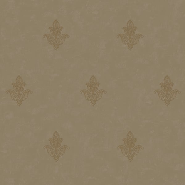Gold wallpaper with a repeating mehndi motif.