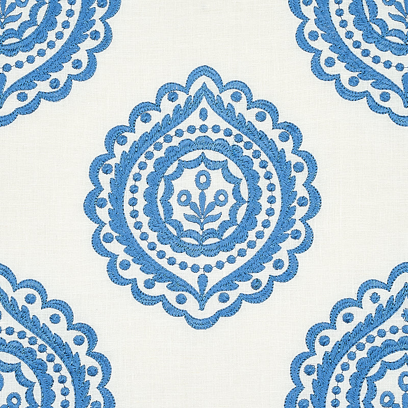 SCHUMACHER RHAPSODY IN BLUE OLANA LINEN EMBROIDERY EMBROIDERIES EMBROIDERIES BLUE - 70206
