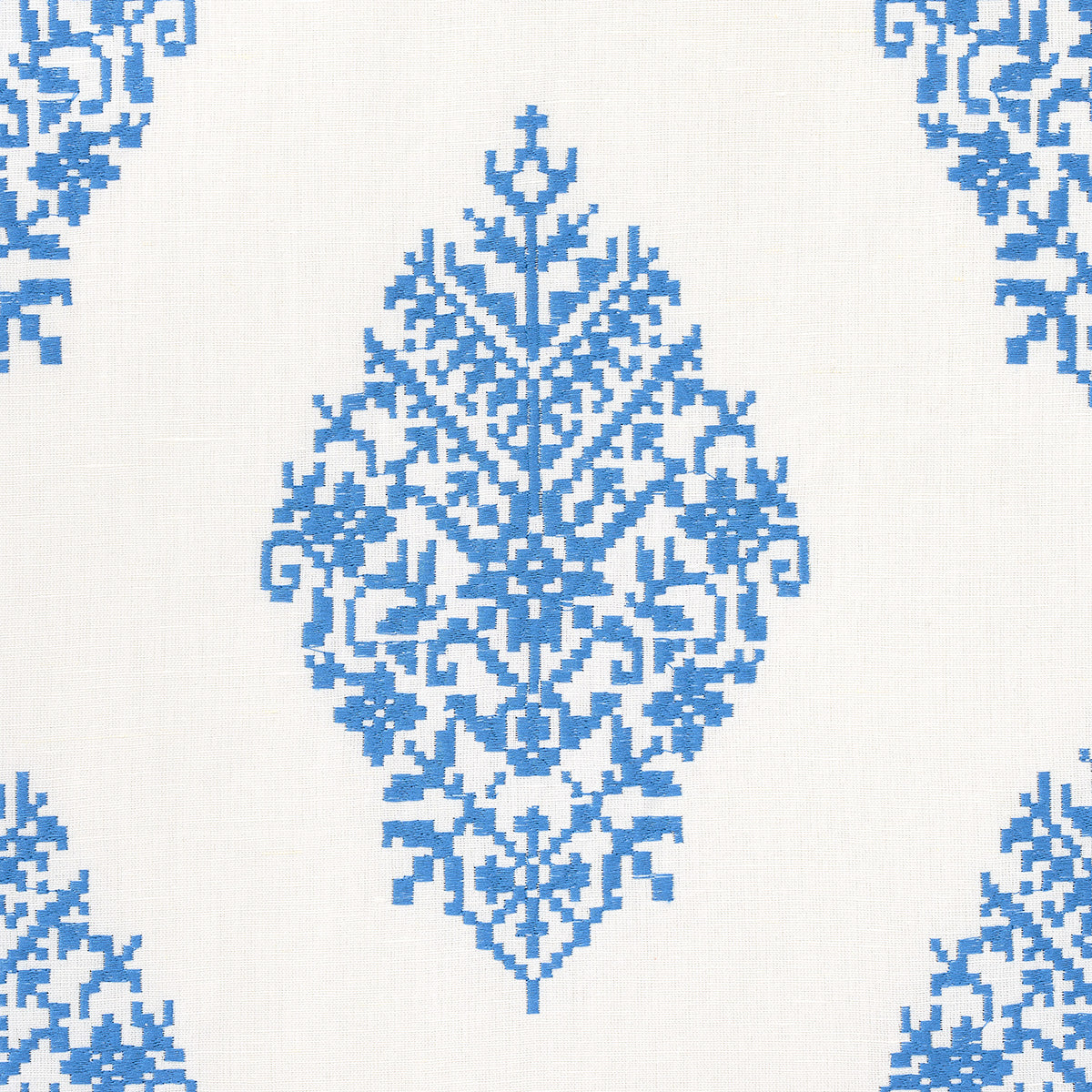 SCHUMACHER BOHEMIA ZINDA EMBROIDERY EMBROIDERIES EMBROIDERIES BLUE ON IVORY - 70225