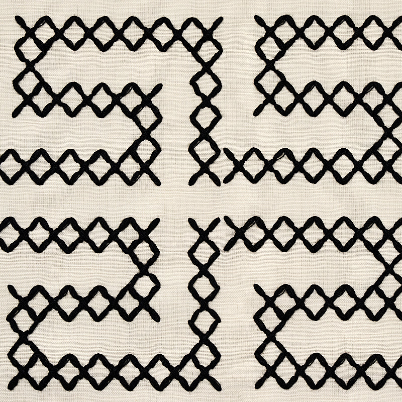 SCHUMACHER CONTEMPORARY EMBROIDERIES A MAZE EMBROIDERY EMBROIDERIES EMBROIDERIES BLACK ON IVORY - 70230