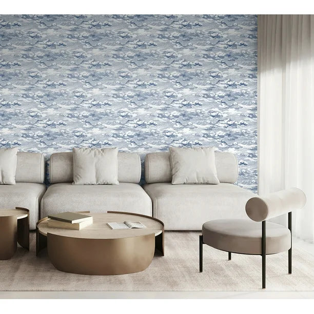 Harry & Grace Harry & Grace Peel and Stick Clouds Illustration Contemporary Blue Semi-Gloss - HG11202