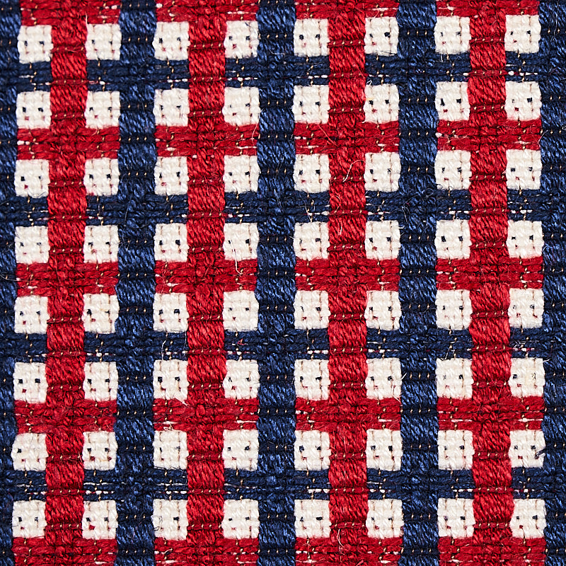 SCHUMACHER ESSENTIALS: SMALL SCALE UPHOLSTERY FABRICS CROSSTOWN PATTERN WOVENS PATTERN WOVENS RED/NAVY - 70395