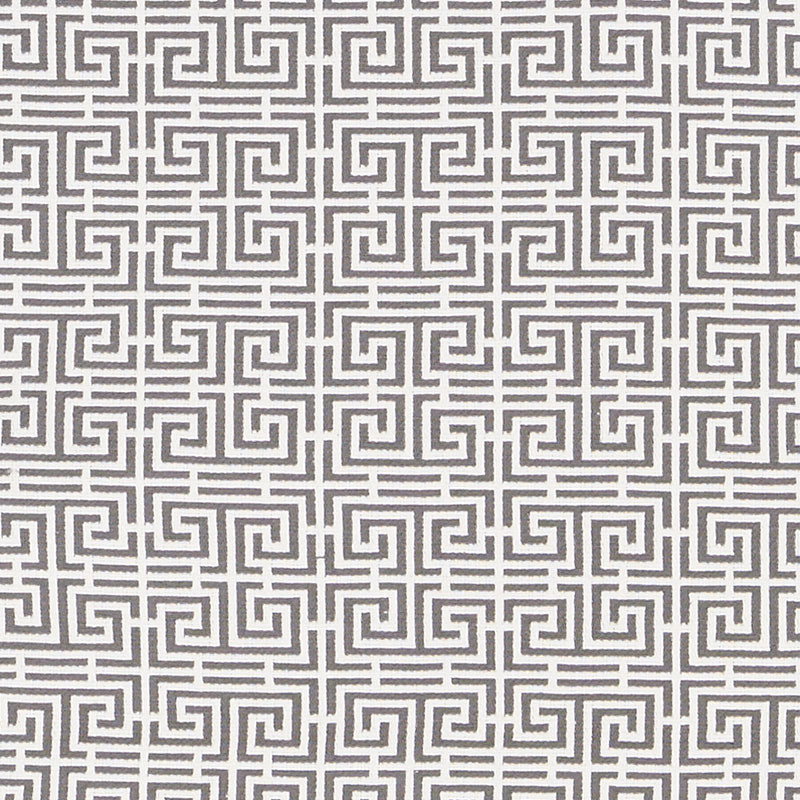 Grey and white Greek key geometric pattern with a repeating meander motif for home decor.
