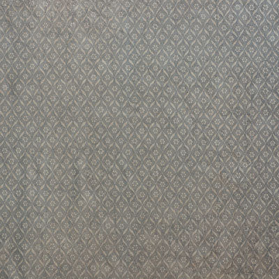 Grey jacquard fabric with a subtle repeating diamond motif in light silver threads; elegant upholstery or drapery fabric.