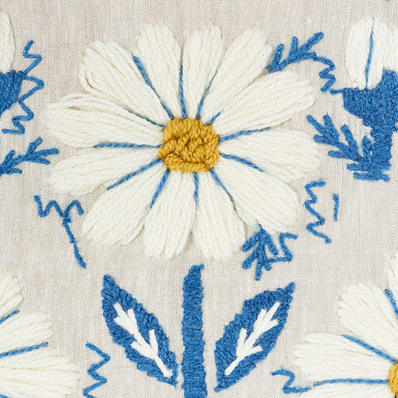 SCHUMACHER REVISIT OF POPULAR PATTERNS MARGUERITE EMBROIDERY EMBROIDERIES EMBROIDERIES BLUE , OCHRE - 72332