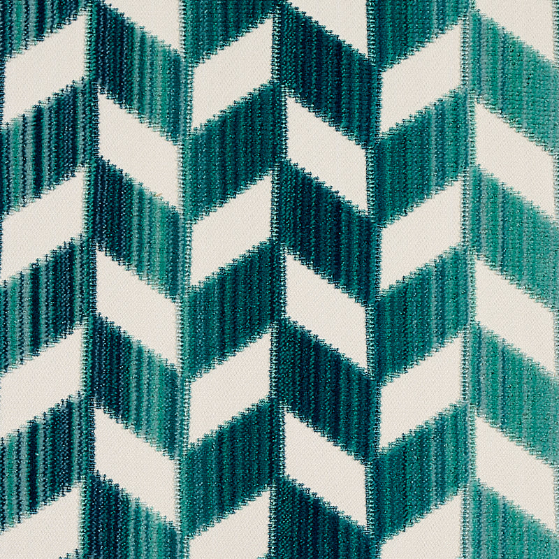 SCHUMACHER CUT & PATTERNED VELVETS CHEVRON STRI?? VELVET CUT VELVET CUT VELVET PEACOCK - 72813