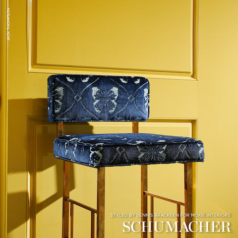SCHUMACHER CUT & PATTERNED VELVETS PAPILLON VELVET Sapphire - 72962