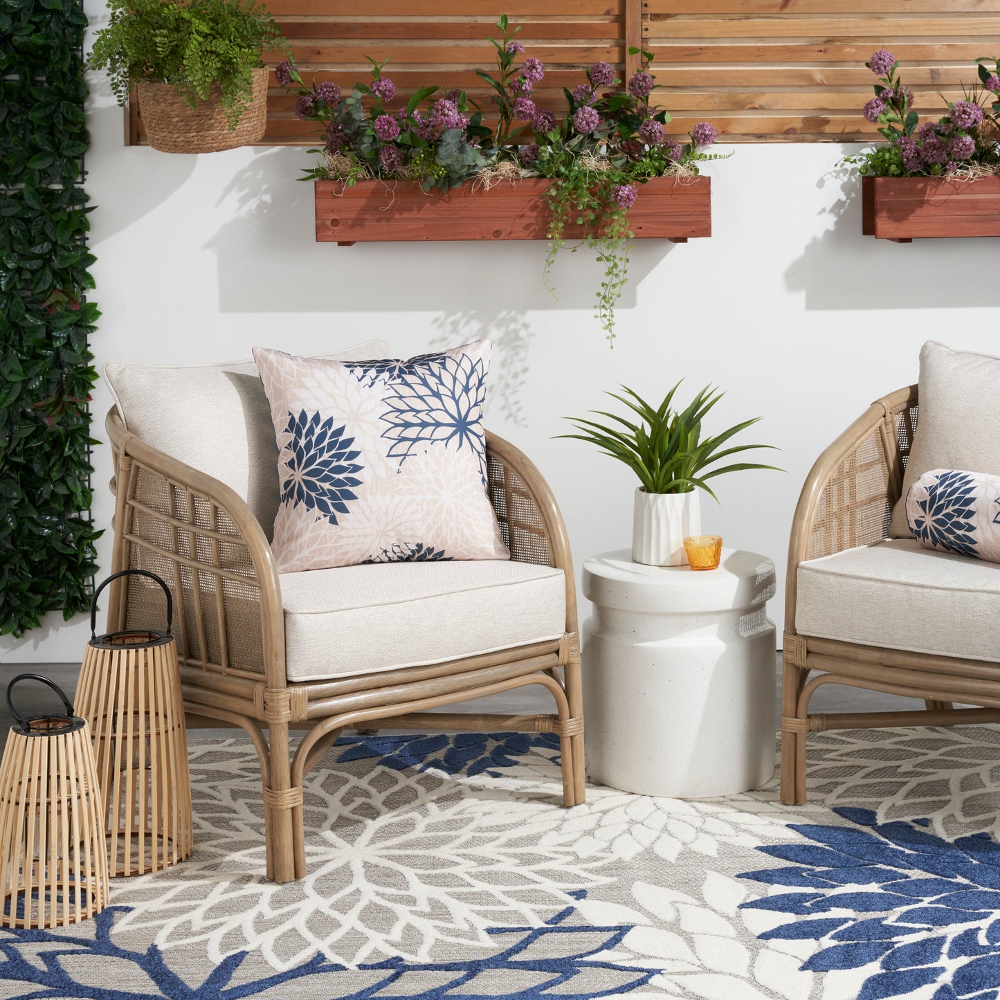 NOURISON HOME 20" x 20" Mina Victory Tropical Ivory/Navy - 798019006525