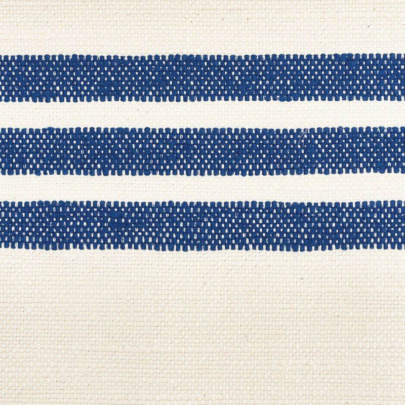 Cream canvas fabric with three thick navy blue horizontal stripes