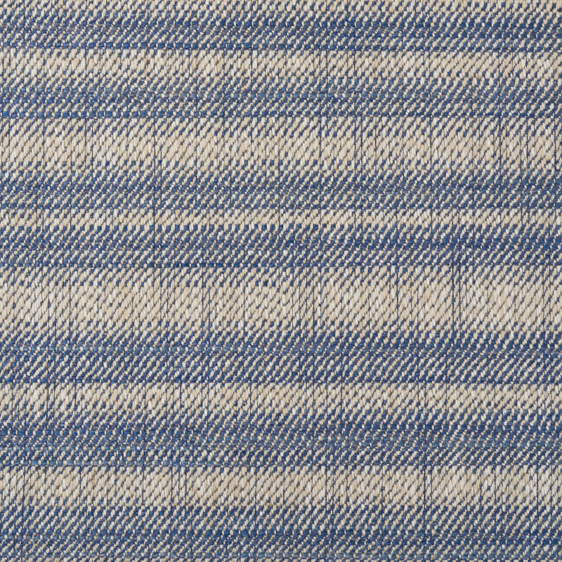 Blue and off-white striped denim-style twill fabric with diagonal weave, casual apparel material.