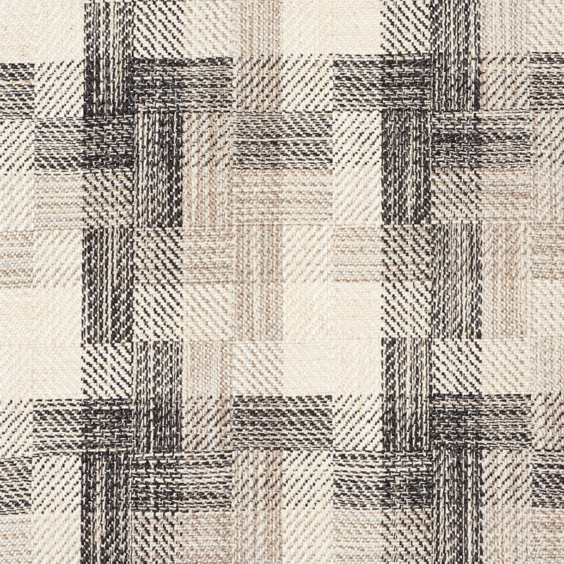 Charcoal borro plaid patterned woven fabric with a check pattern