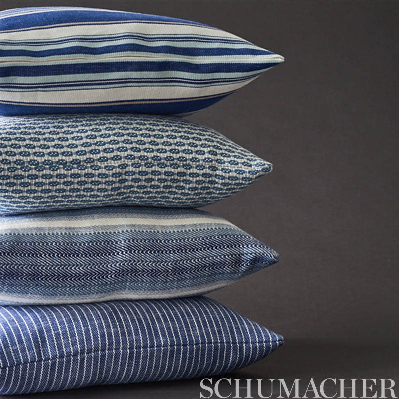 SCHUMACHER FABRIC INDOOR/OUTDOOR LINEN COLADA STRIPE INDOOR/OUTDOOR BLUE - 76660
