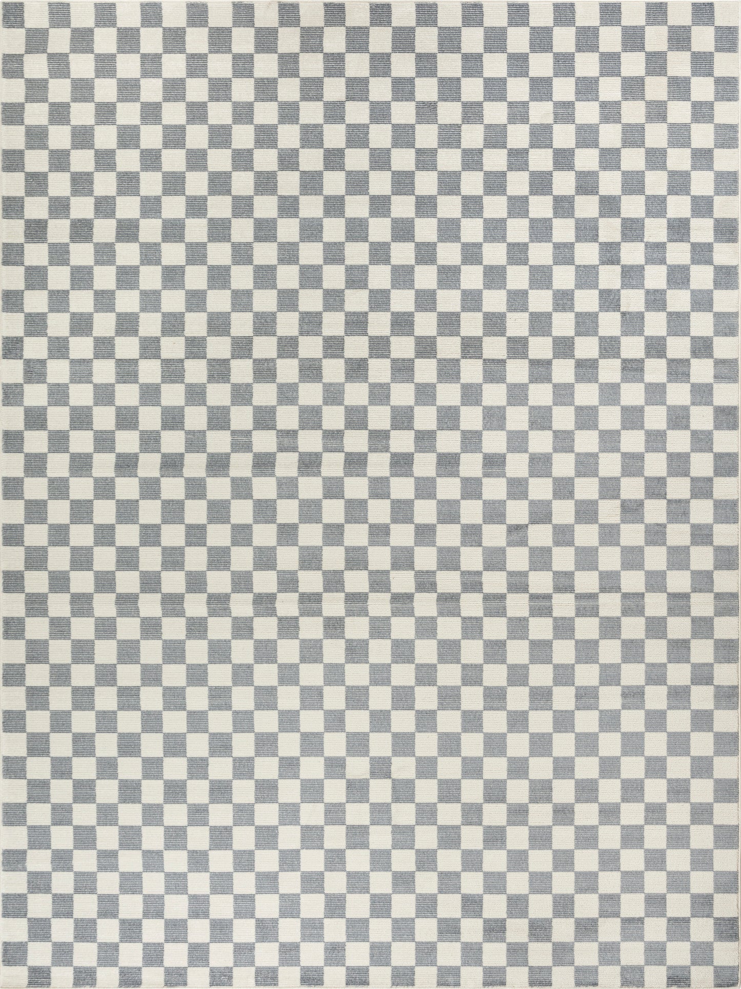 Gray and navy checkerboard woven rug texture with a small square pattern.