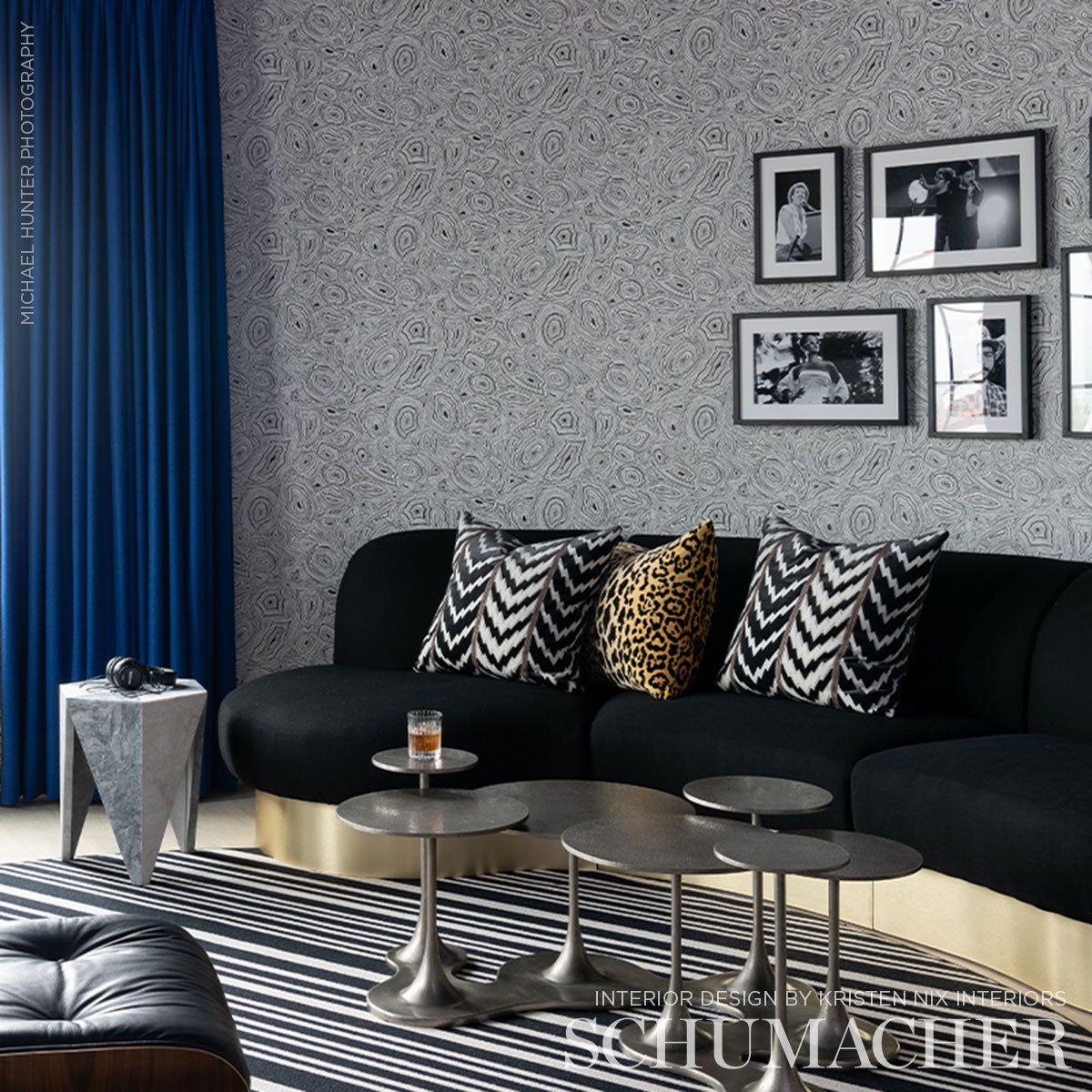 SCHUMACHER FABRIC TIMOTHY CORRIGAN FLORENTINE VELVET BLACK - 77111