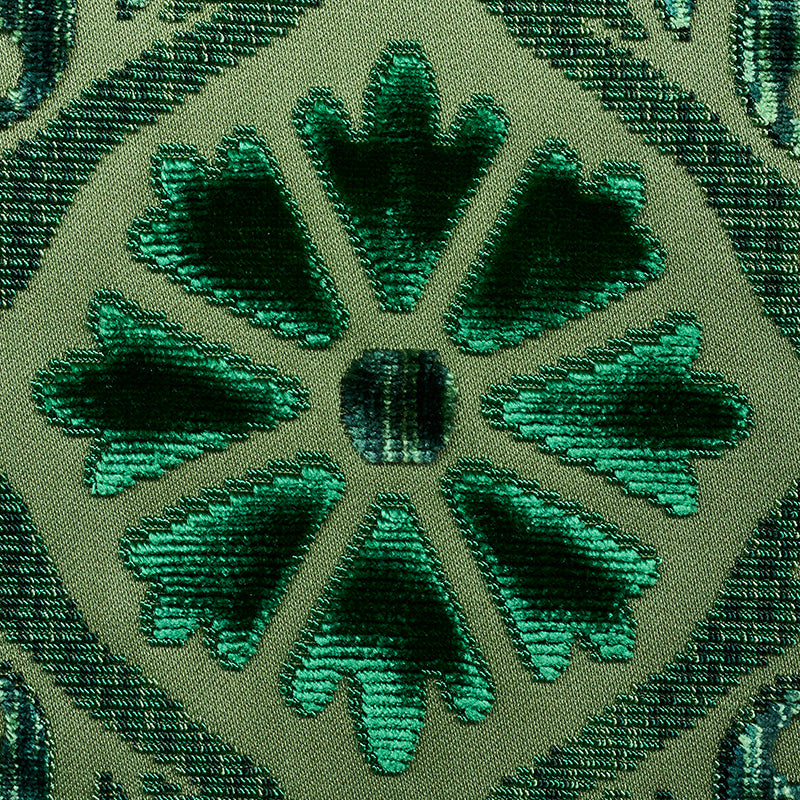 SCHUMACHER CUT & PATTERNED VELVETS SUZANI STRIE VELVET CUT VELVET CUT VELVET EMERALD - 77641
