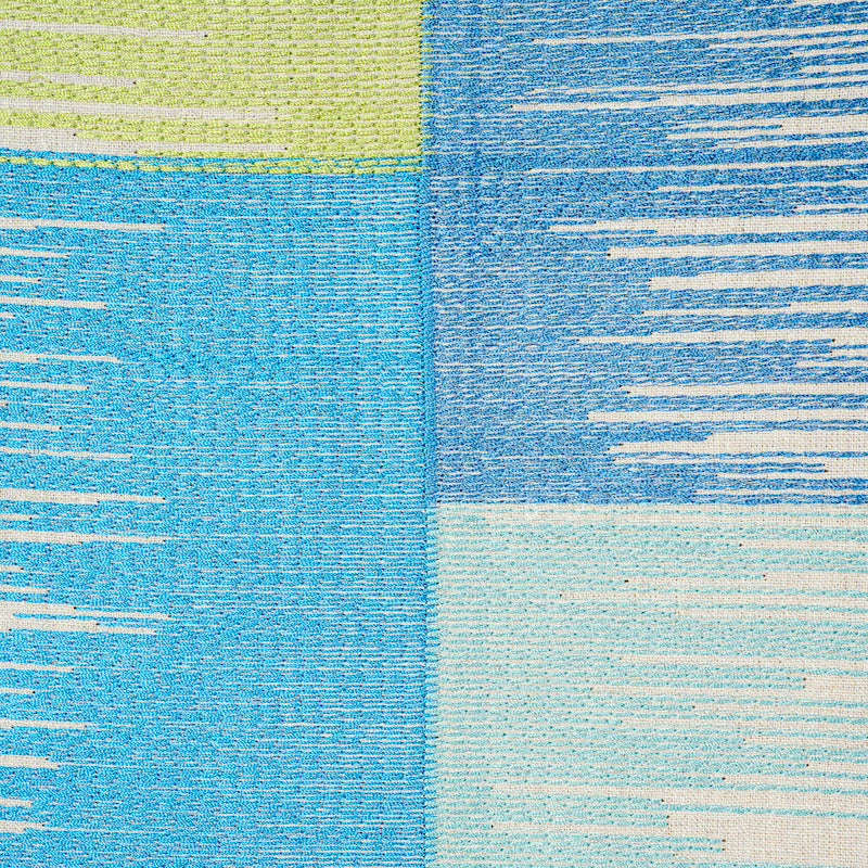 SCHUMACHER EXQUISITE EMBROIDERIES SUNBURST STRIPE EMBROIDERY EMBROIDERIES EMBROIDERIES BLUE , LIME - 78401