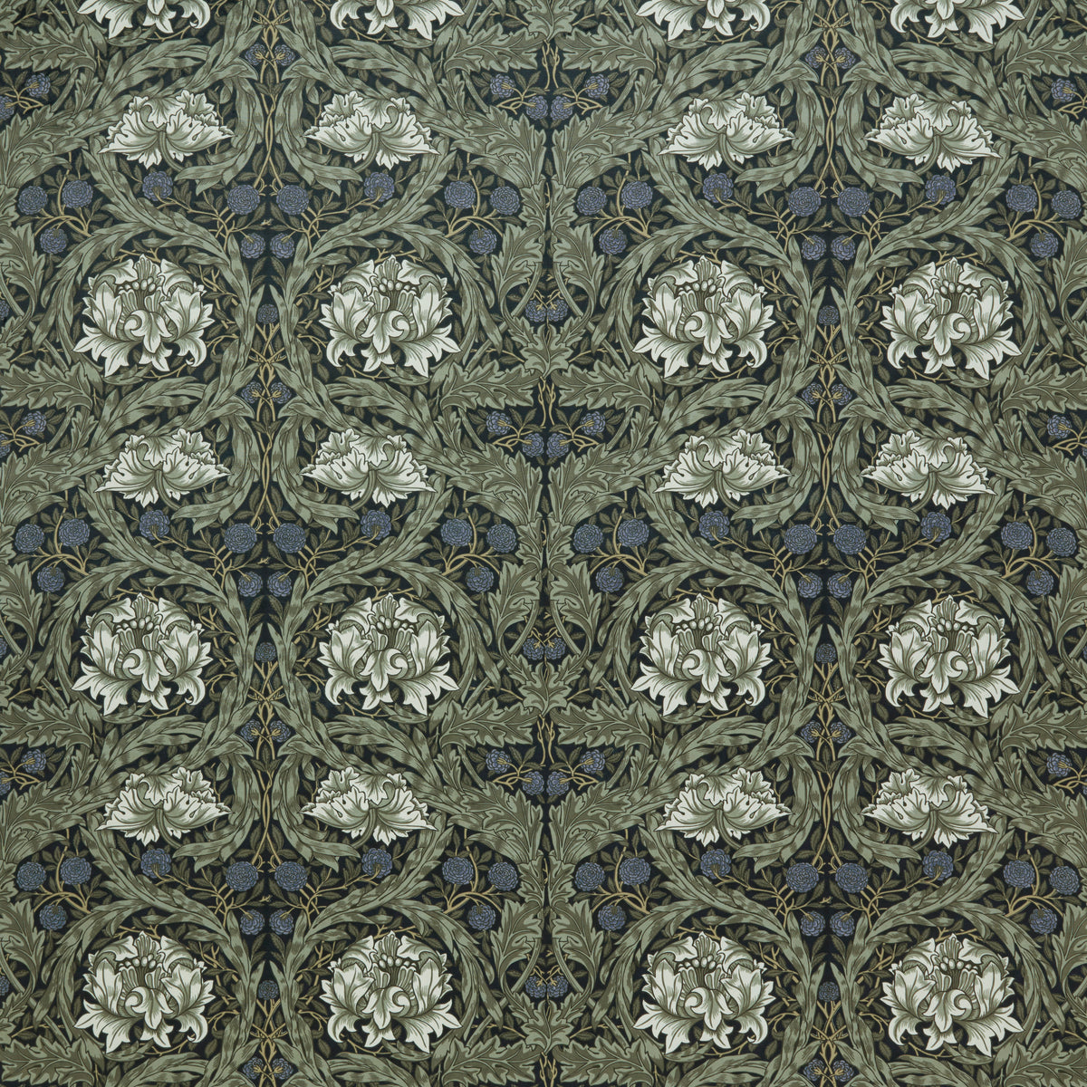 STOUT TEXTILES UPHOLSTERY,VELVET TRADITIONAL, LEAF INDIGO,INK - 7877-1