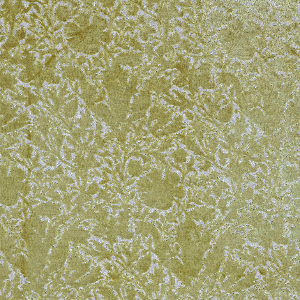 STOUT TEXTILES UPHOLSTERY,VELVET TRANSITIONAL,, FLORAL CELERY - 7892-1