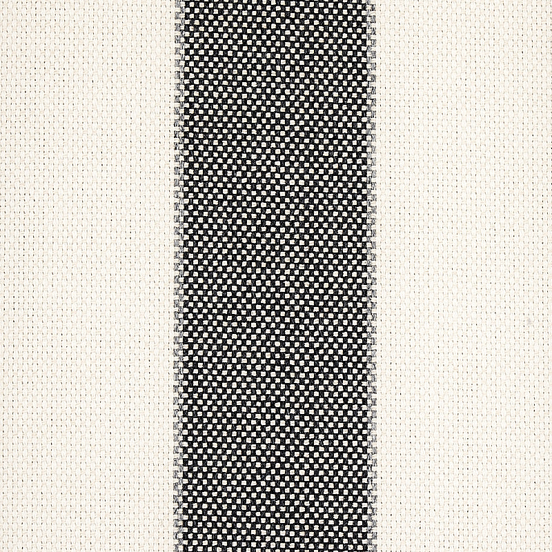 Charcoal woven indoor/outdoor fabric with a vertical central stripe