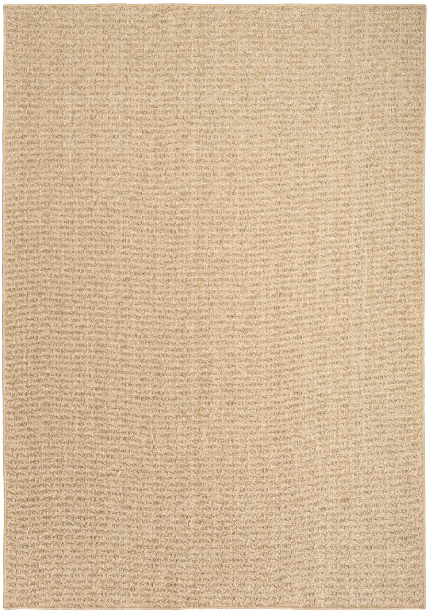 Beige textured outdoor woven rug, rectangular, natural fiber look for neutral decor