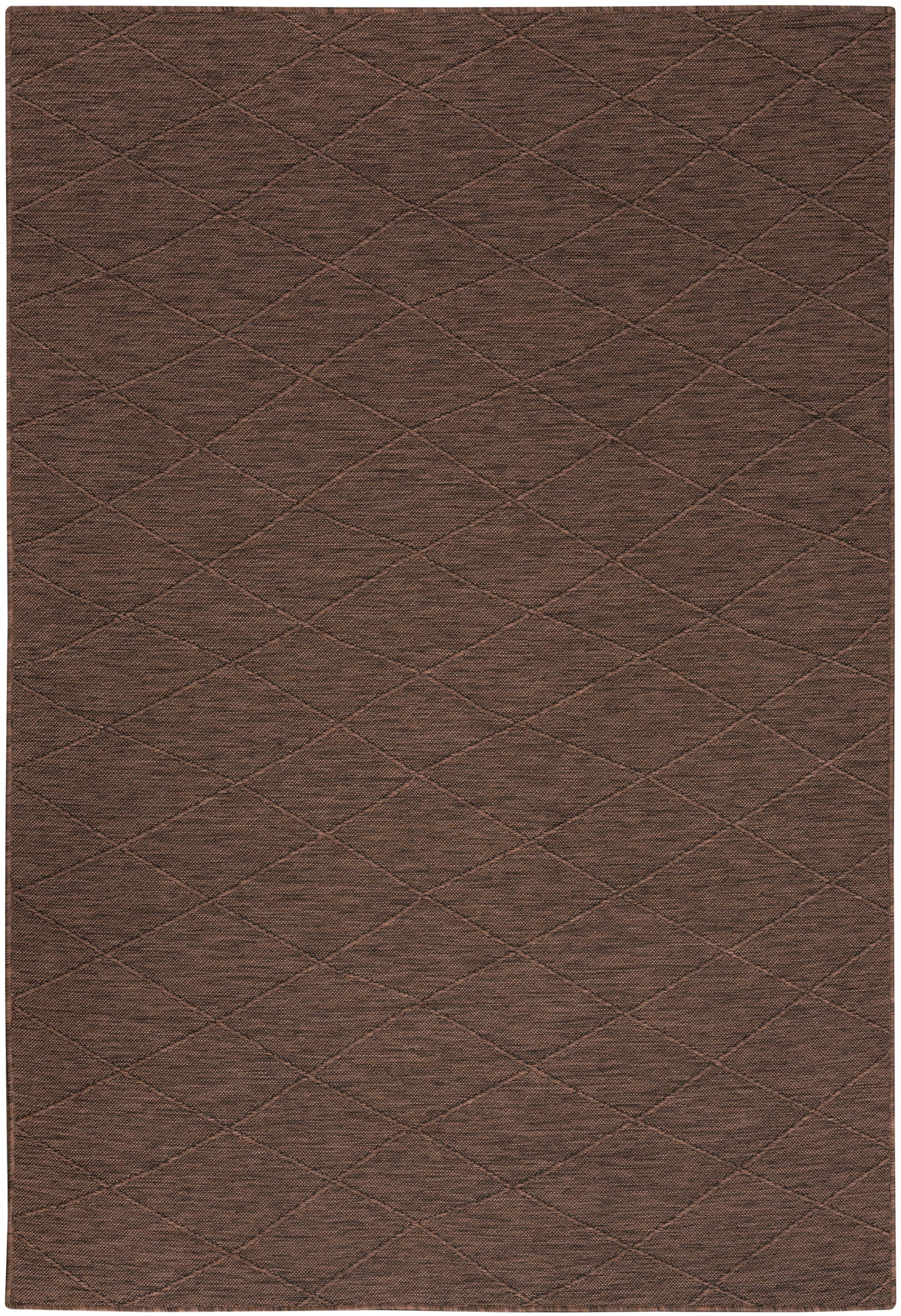 Brown modern rug with a diamond-quilted pattern; 7' x 10'.