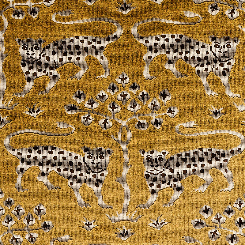 SCHUMACHER CUT & PATTERNED VELVETS WOODLAND LEOPARD VELVET VELVETS,CUT VELVET VELVETS,CUT VELVET GOLD - 80081