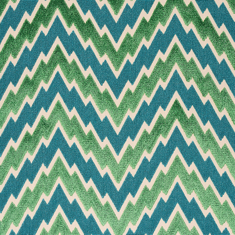 SCHUMACHER CUT & PATTERNED VELVETS FLORENTINE CHEVRON VELVET CUT VELVET CUT VELVET EMERALD - 80221