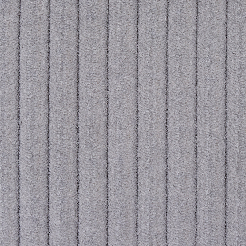 Grey ribbed textile with vertical stripes; soft plush fabric suitable for rug or throw.