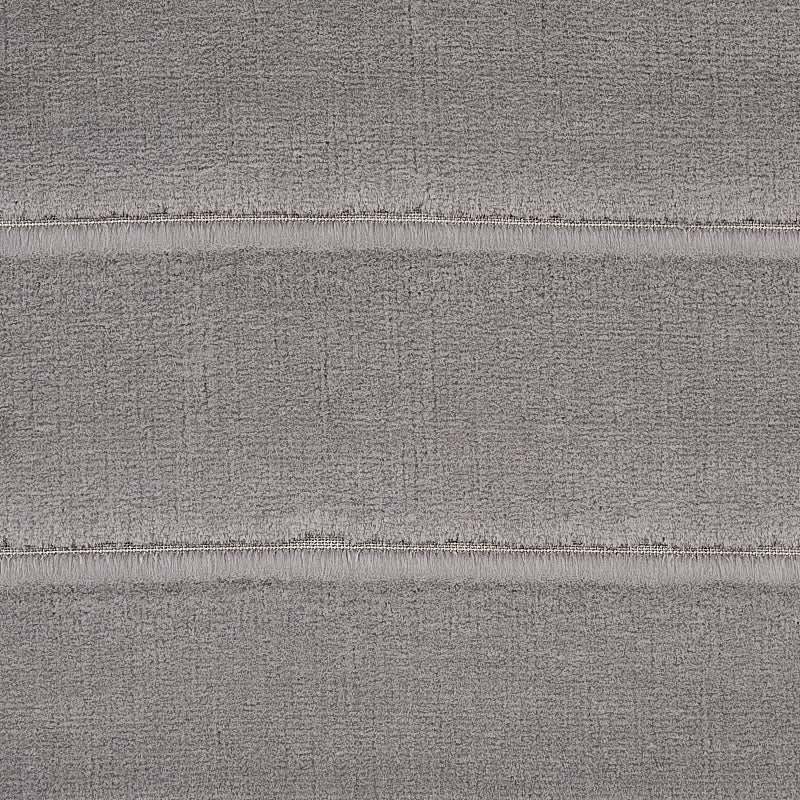 Close-up of Otter Grey channeled velvet fabric with plush nap and subtle horizontal ridges.