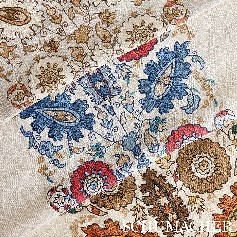 SCHUMACHER FABRIC CABANA ANATOLIA EMBROIDERY AUTUMN - 80751