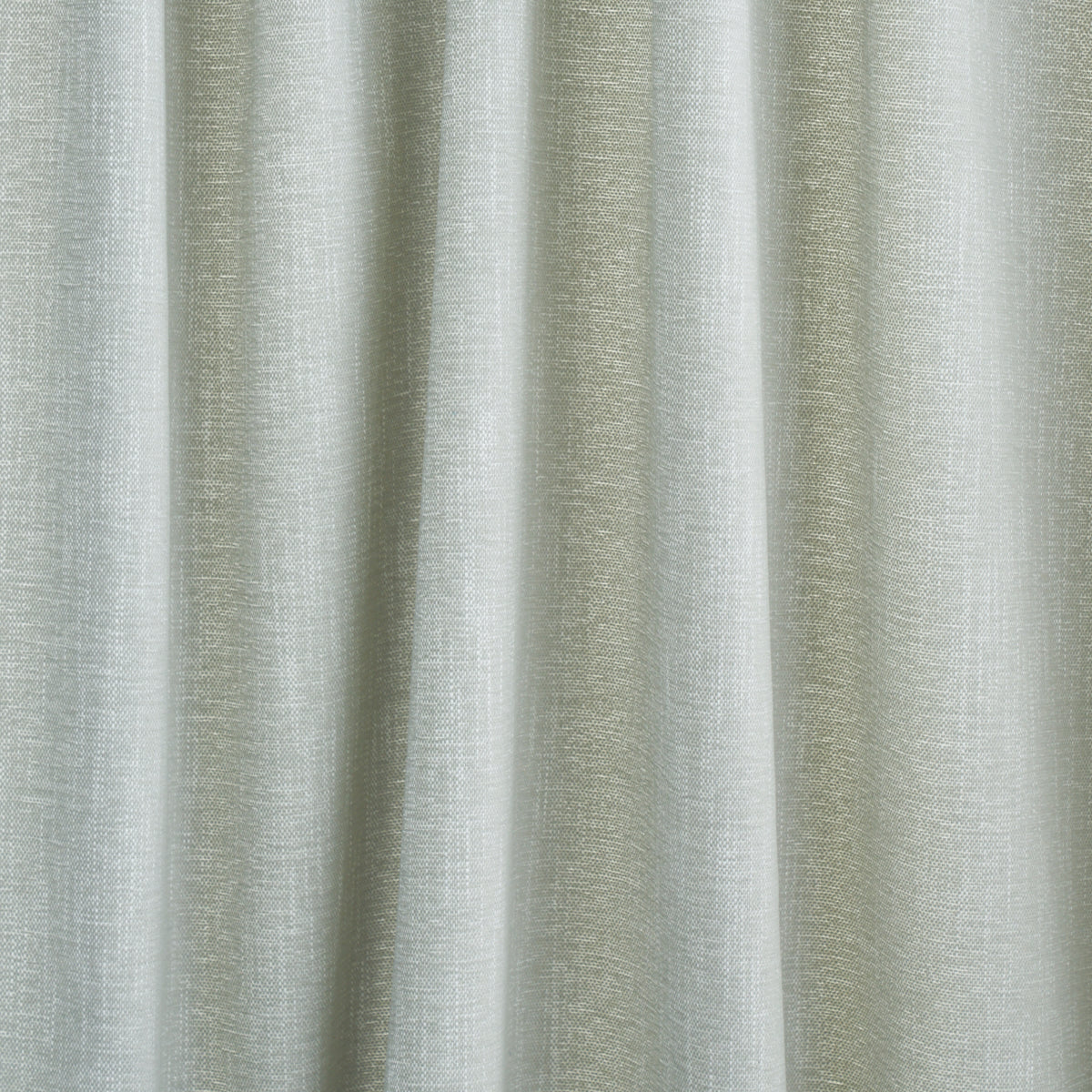 Light gray-beige linen-look curtain fabric with soft vertical folds.