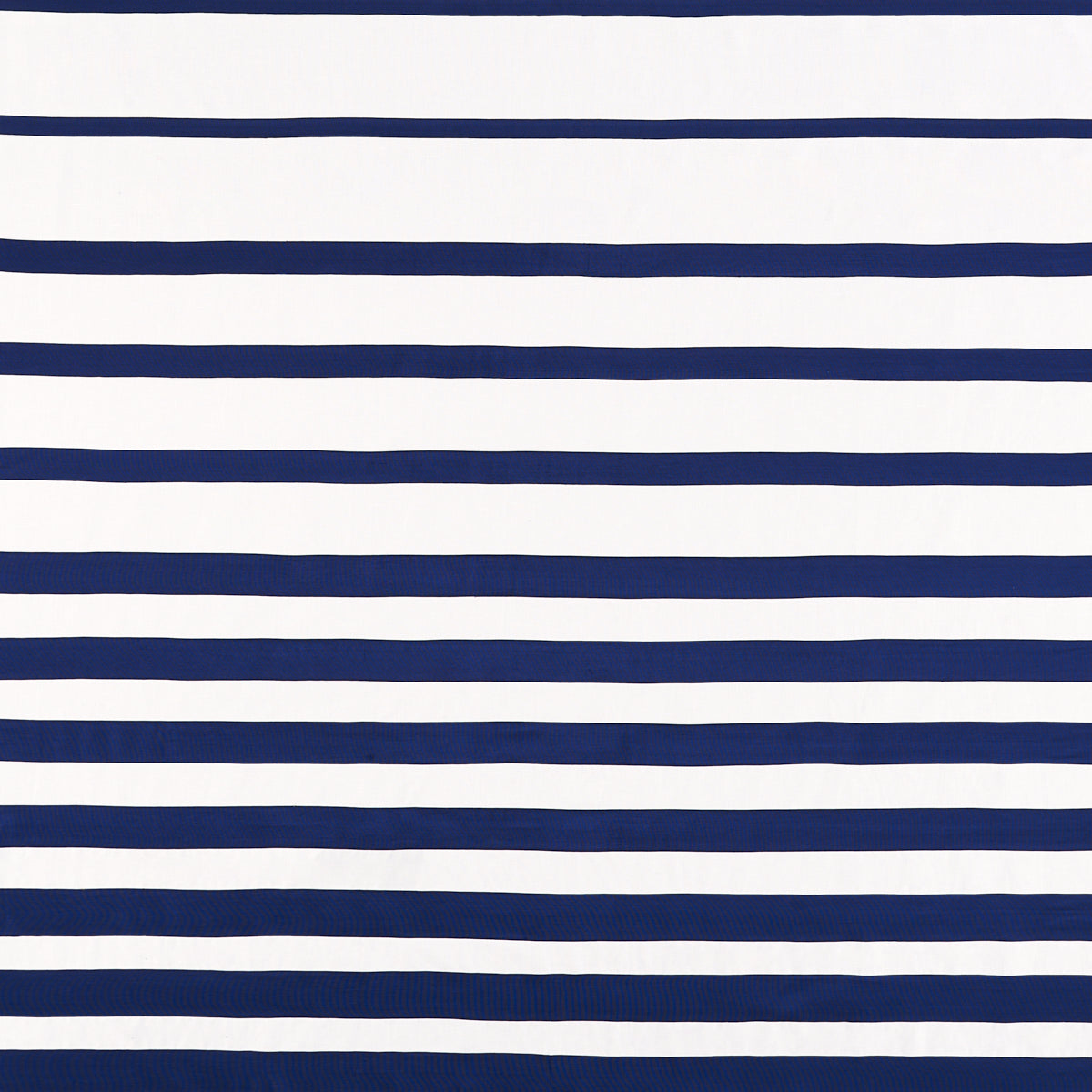 Navy blue and white horizontal striped fabric pattern; nautical style, ideal for clothing or home textiles.