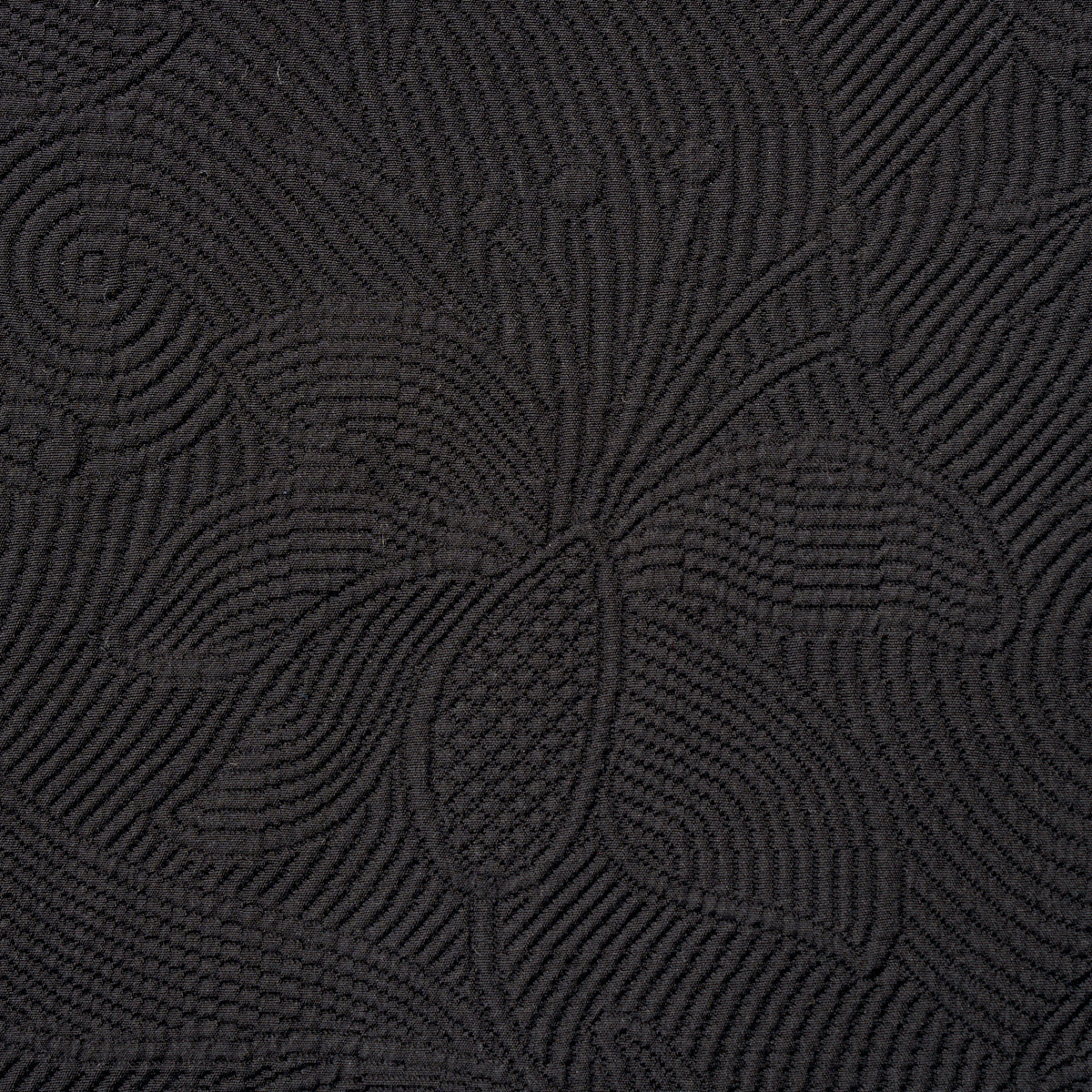 SCHUMACHER WILLIAMSBURG QUILTED SCROLL MATELASSE PITCH BLACK - 81591
