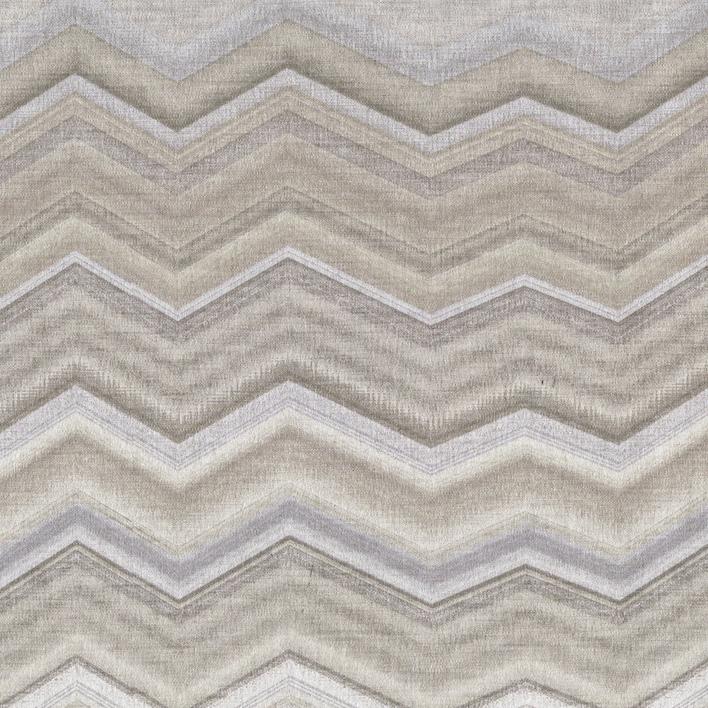 Neutral chevron wallpaper with layered beige, taupe & gray zigzag stripes; soft non-woven texture.