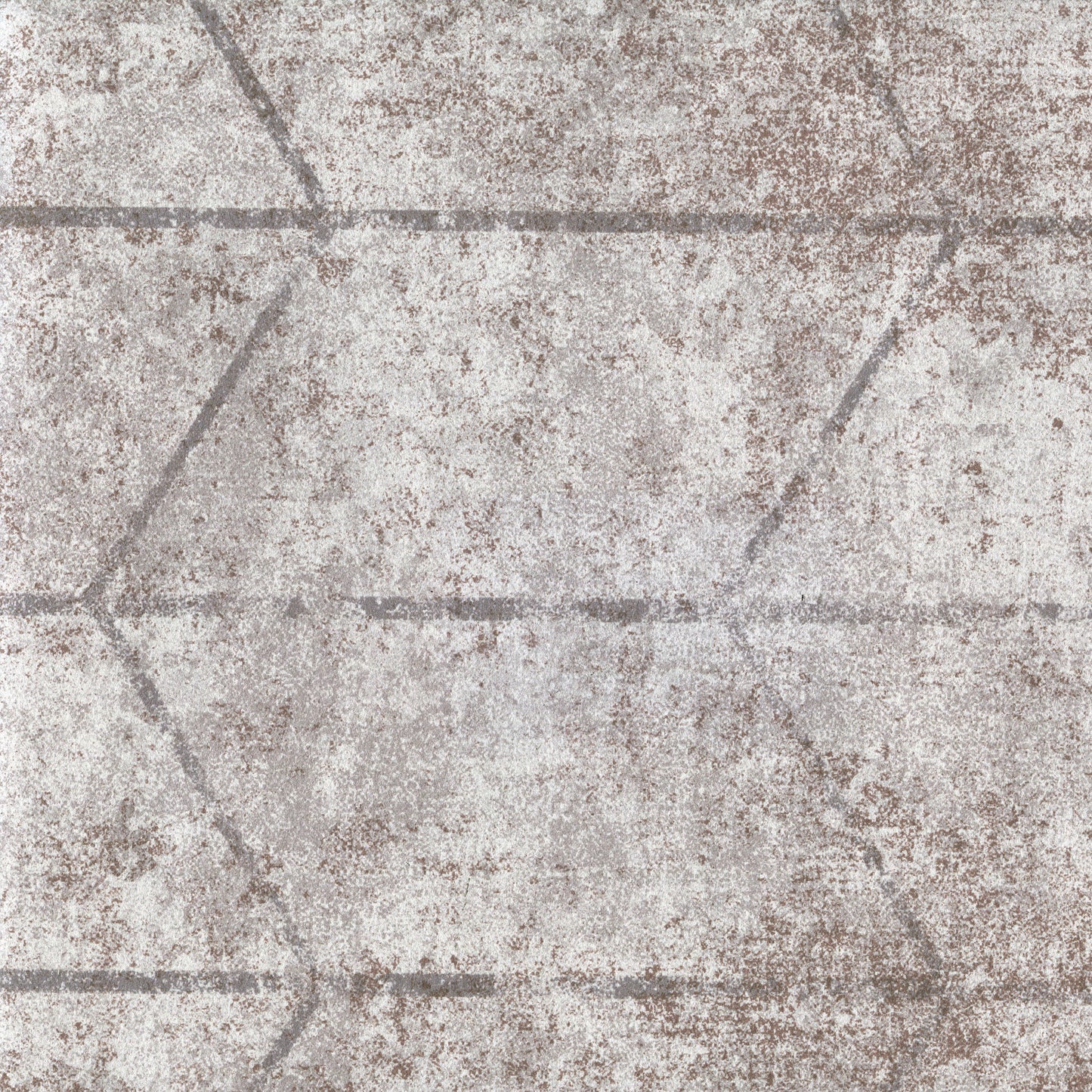 Beige distressed hexagonal tile pattern with gray grout; rustic, stone‑look ceramic flooring.