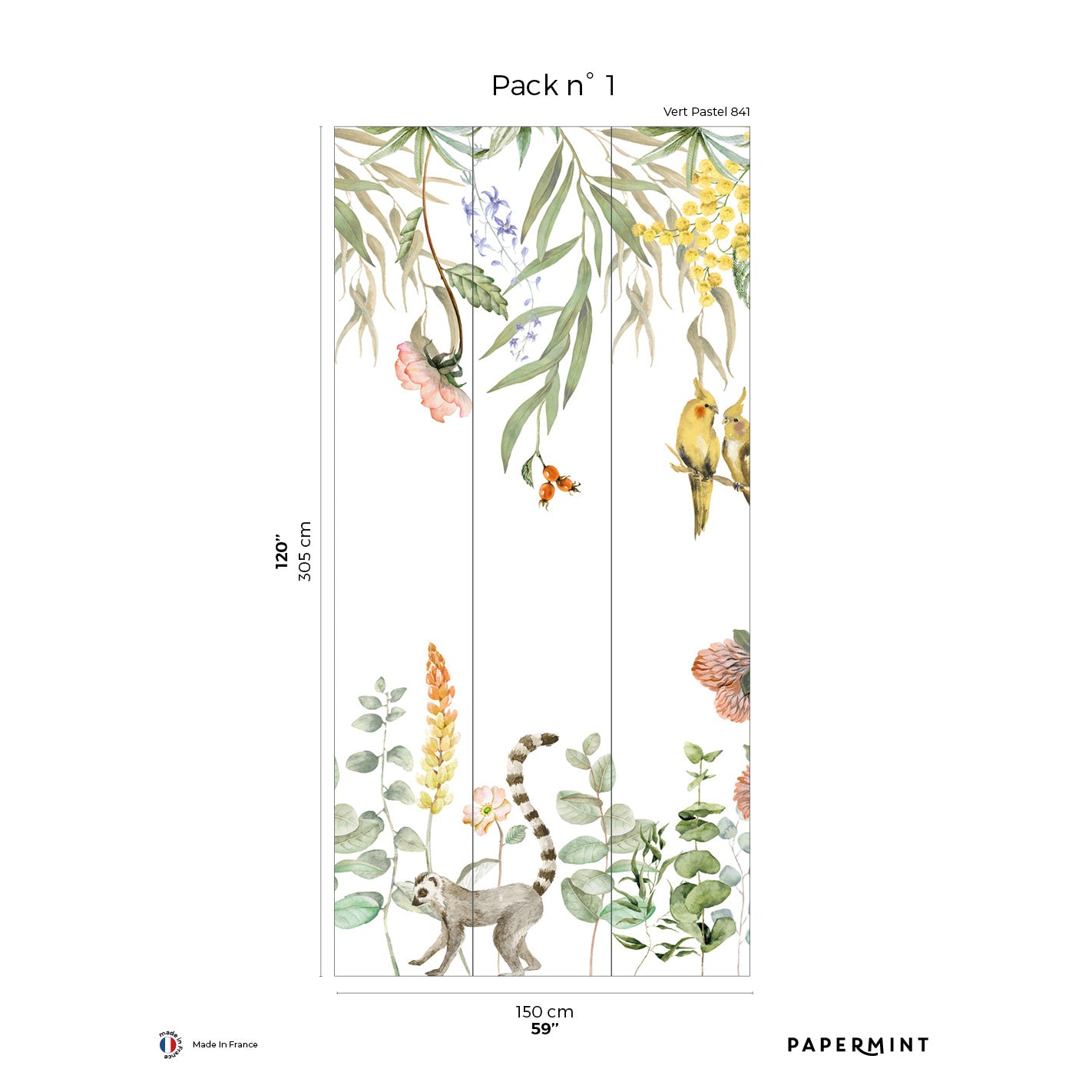 Veer Decor Alice Pack 1 in Green Wall Mural Tropical Mural Green Mural - 8184-AA1-A