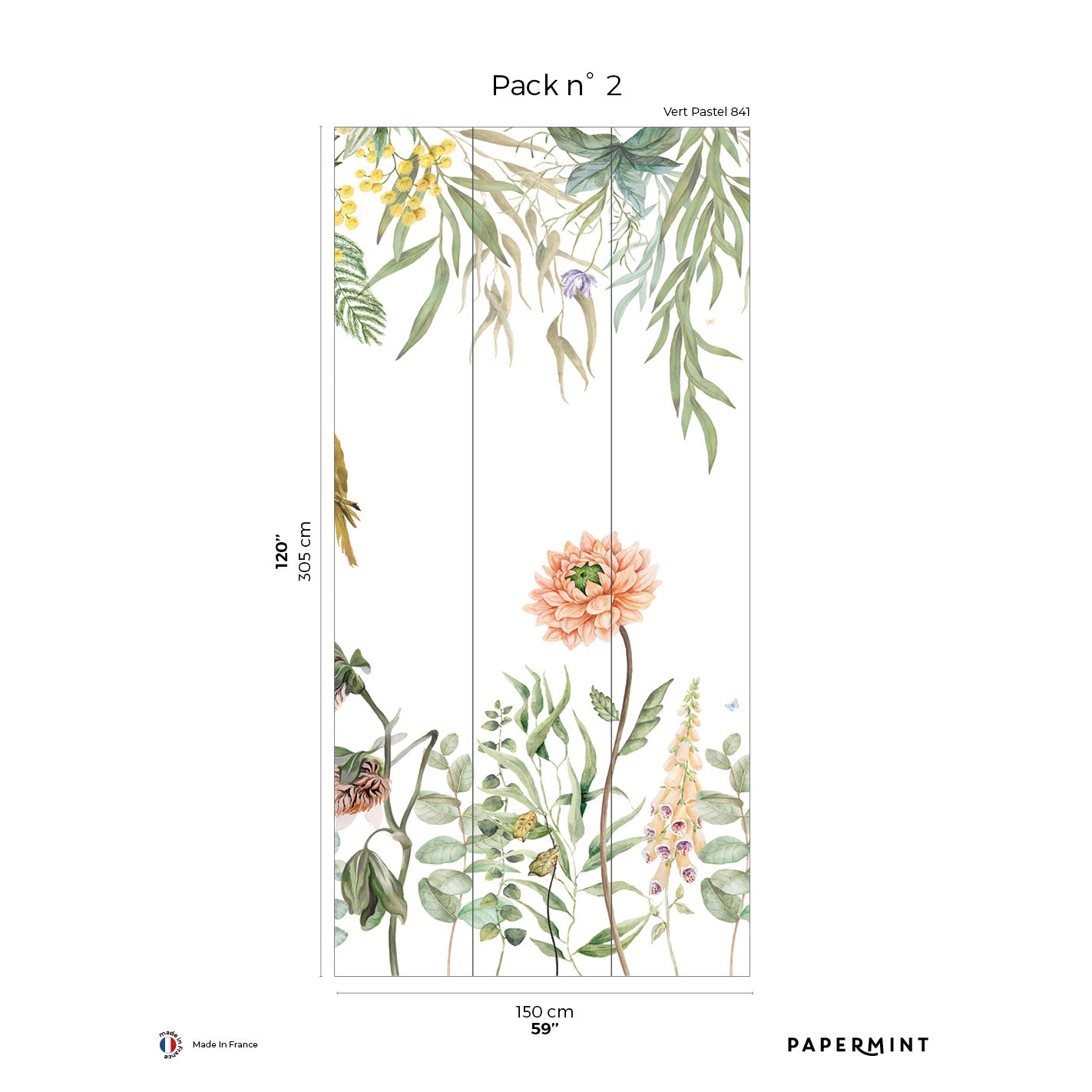 Veer Decor Alice Pack 2 in Green Wall Mural Tropical Mural Green Mural - 8184-AA1-B