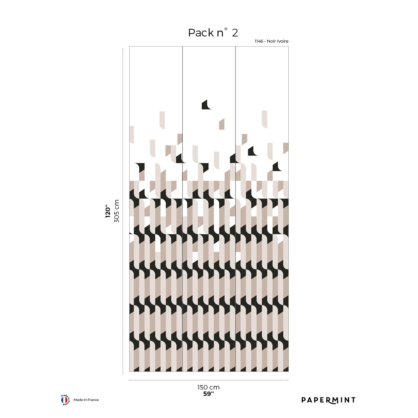 Veer Decor Alma Pack 2 in Black Wall Mural Patterns Mural Black Mural - 8184-AB1-B