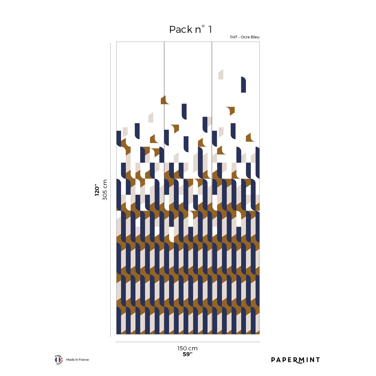 Veer Decor Alma Pack 1 in Blue Wall Mural Patterns Mural Blue Mural - 8184-AB2-A