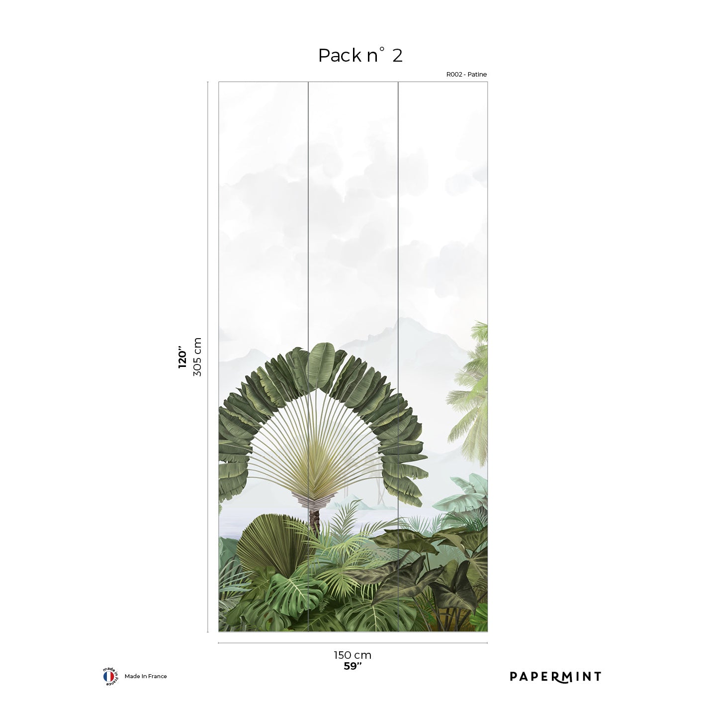 Veer Decor Amazonia Pack 2 in Green Wall Mural Tropical Mural Green Mural - 8184-AC2-B