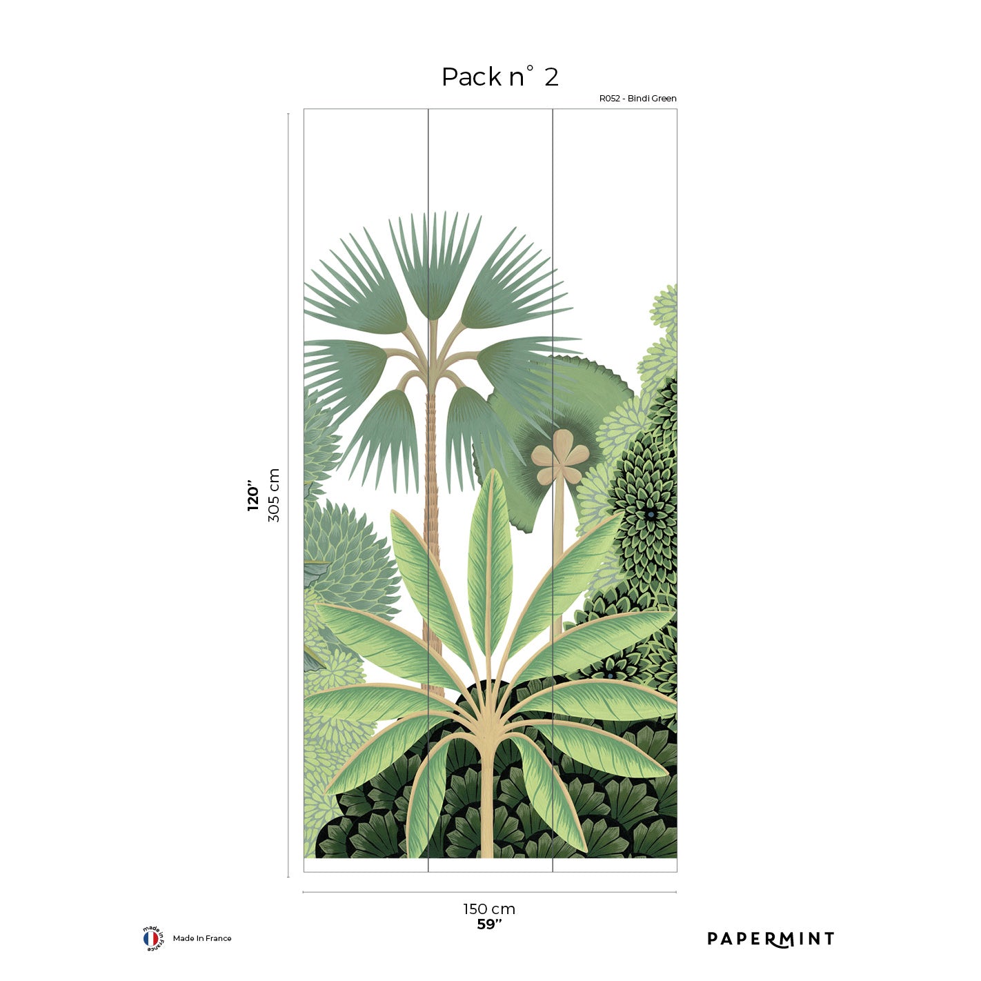 Veer Decor Bengal Pack 2 in Green Wall Mural Tropical Mural Green Mural - 8184-AD1-B